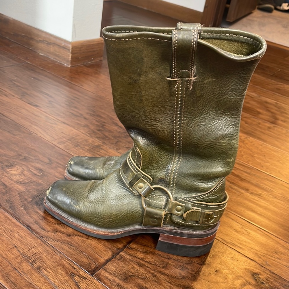Olive colored Frye boots. Great condition